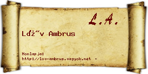 Löv Ambrus névjegykártya