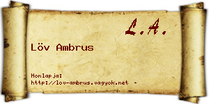 Löv Ambrus névjegykártya